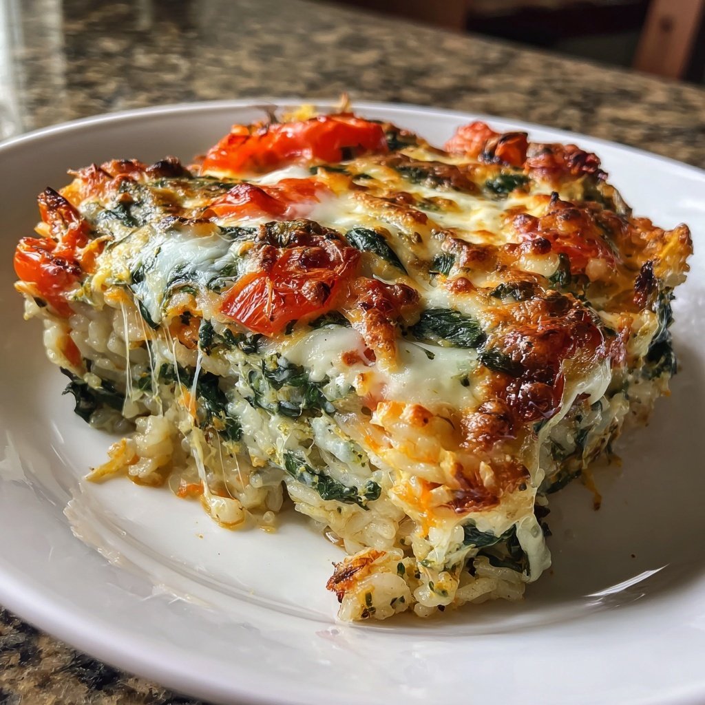 Spinach Tomato Rice Bake