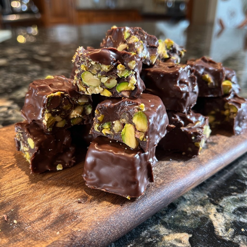Chocolate Pistachio Coconut Fudge Bites