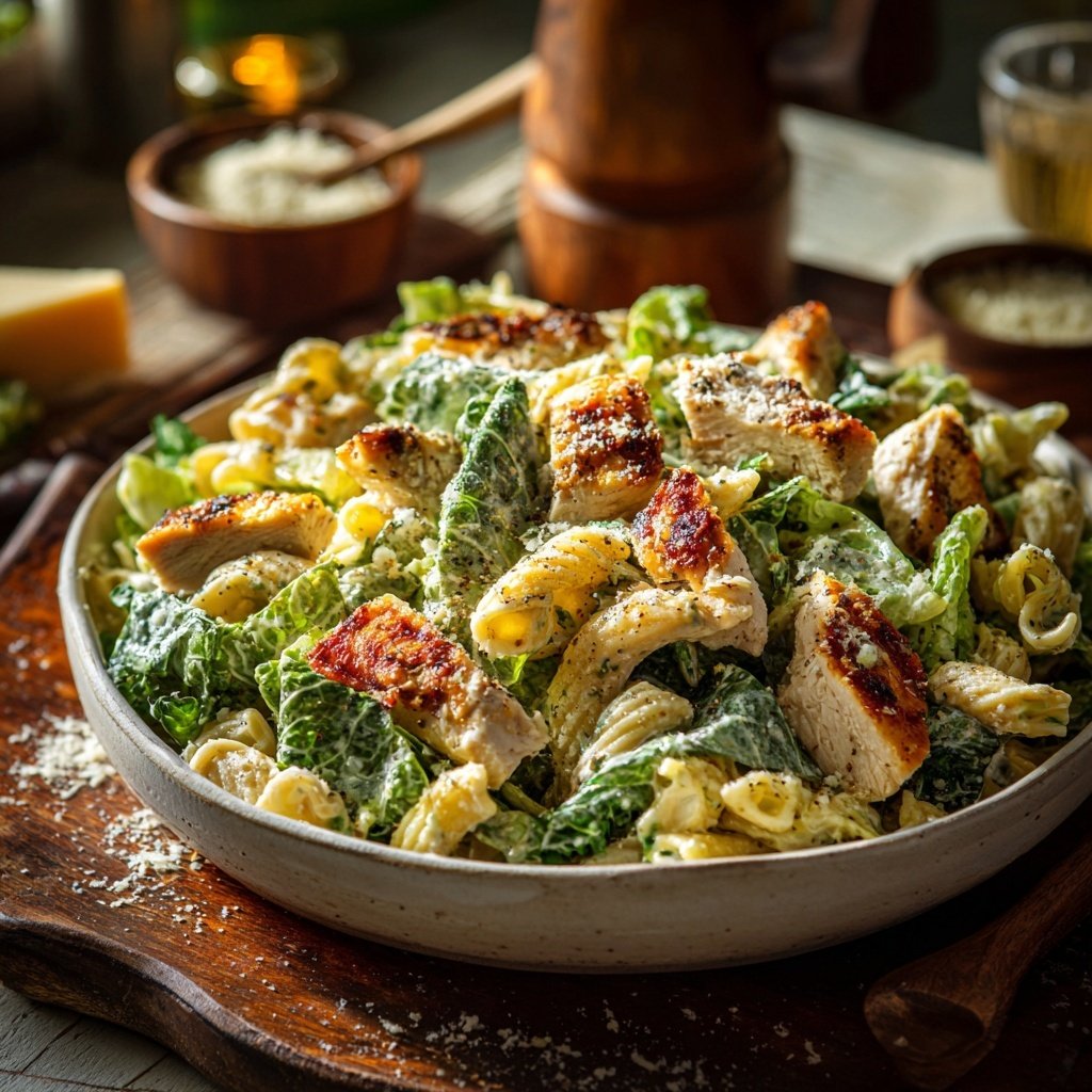 Healthy Chicken Caesar Pasta Salad