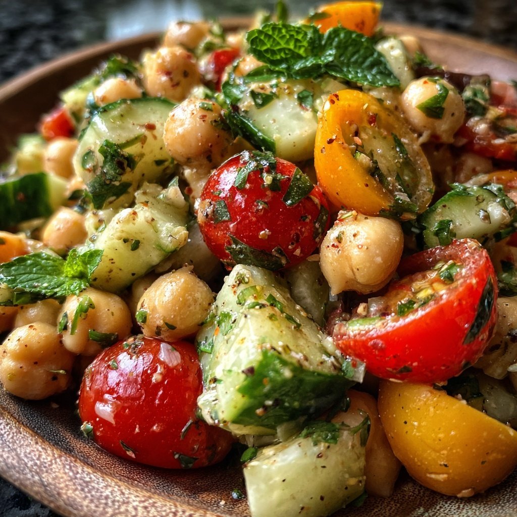 Mediterranean Chickpea Salad With Cucumber