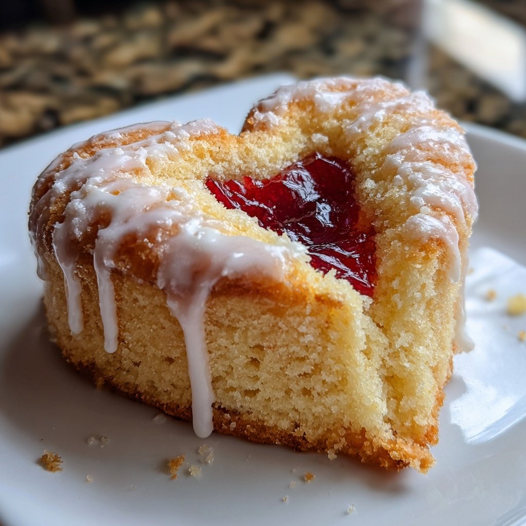 Mini Heart Cake with Strawberry Jam Center