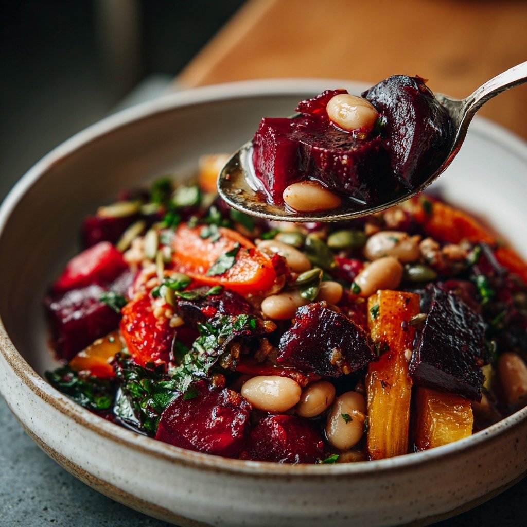 Roasted Beet White Bean Grain Bowl