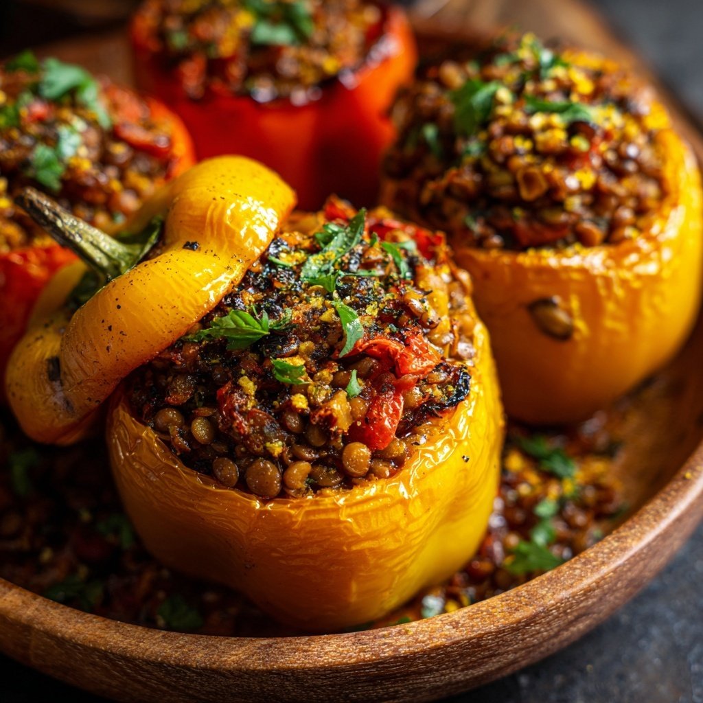 Healthy Dinner Lentil Stuffed Peppers
