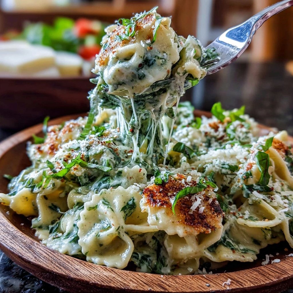 Bow Tie Pasta With Spinach Alfredo