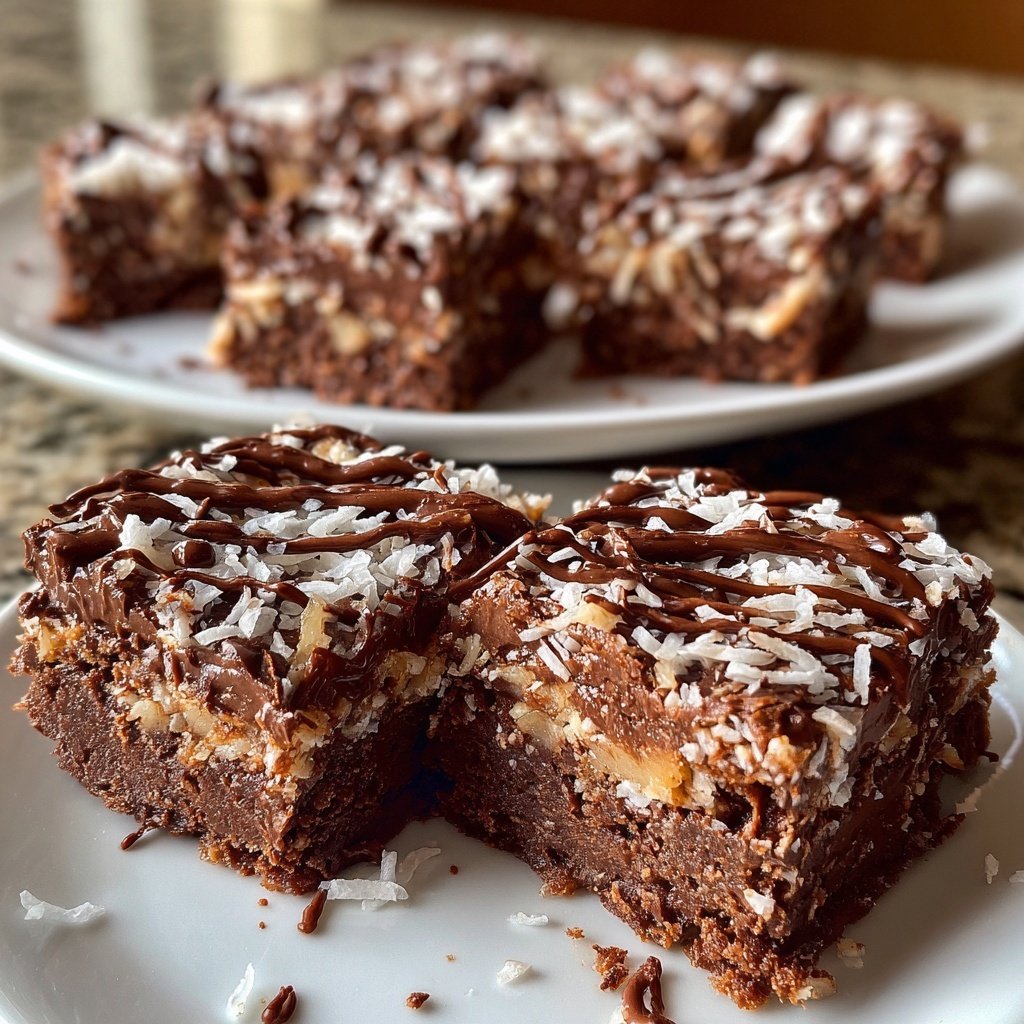 Chocolate Coconut Fudge Squares